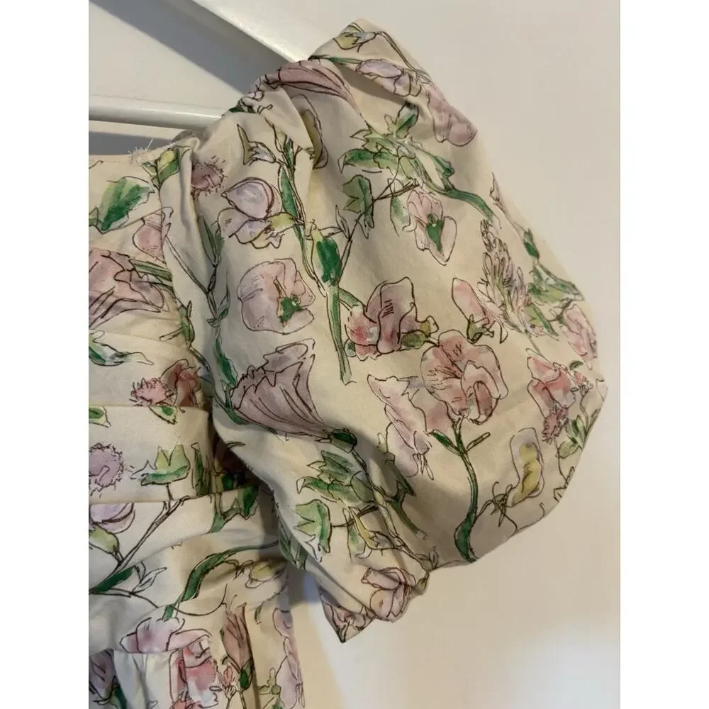 Gingersnaps Dress 10Y Floral Mini Aline Short Puff Sleeve Square Neck